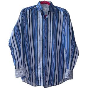 Bugatchi Striped Button Down Shirt, Size Medium